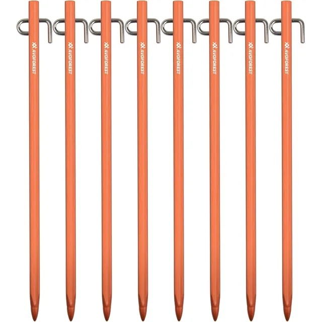 AVOFOREST 7075 Aluminium Heavy-Duty Stakes – Orange · 8 pcs · 8 in
