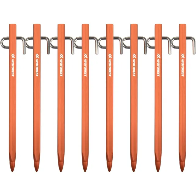 AVOFOREST Piquetas de aleación de aluminio 20 cm – Naranja · 8 piezas · 20 cm