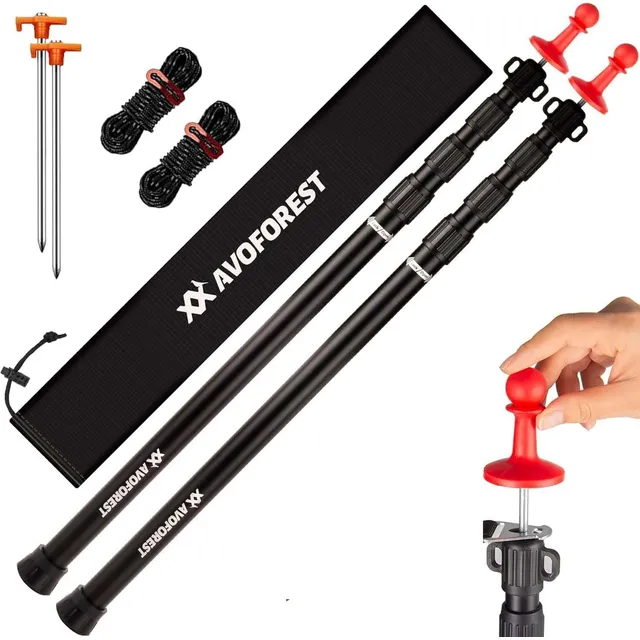 AVOFOREST Telescopic Tarp Poles 88–265 cm – Black · 2 poles
