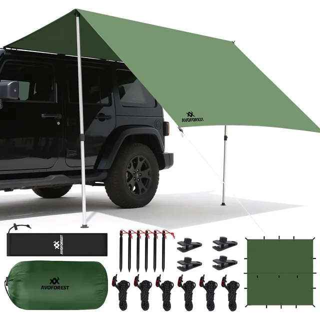 AVOFOREST Tarp & Telescopic Pole Set – Tarp + 2 poles 8.7 ft