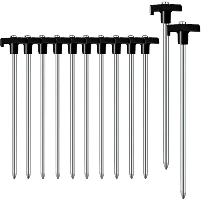 AVOFOREST Piquetas de acero con cabeza de plástico – Negro · 12 piezas · 18 cm