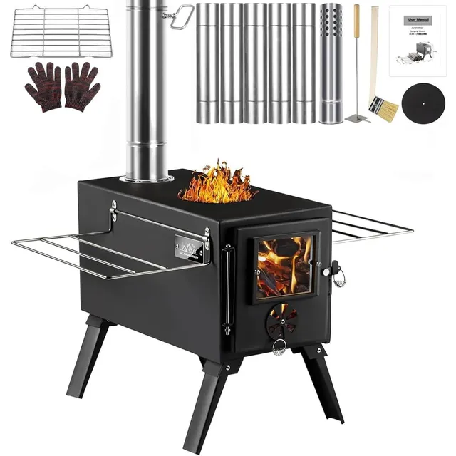 AVOFOREST Compact Tent Stove – Stove + 7 chimney sections