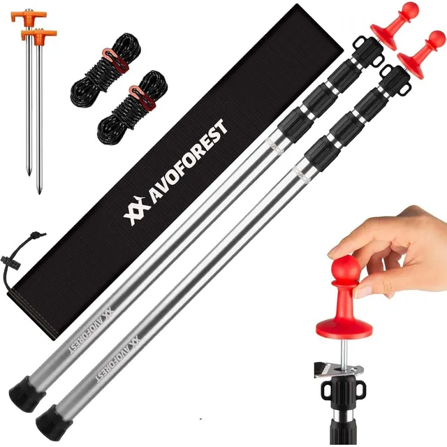 AVOFOREST Mástiles telescópicos 88–265 cm – Plata · 2 mástiles
