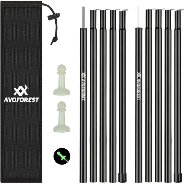 AVOFOREST Plug-Together Steel Poles – Black · 2 poles