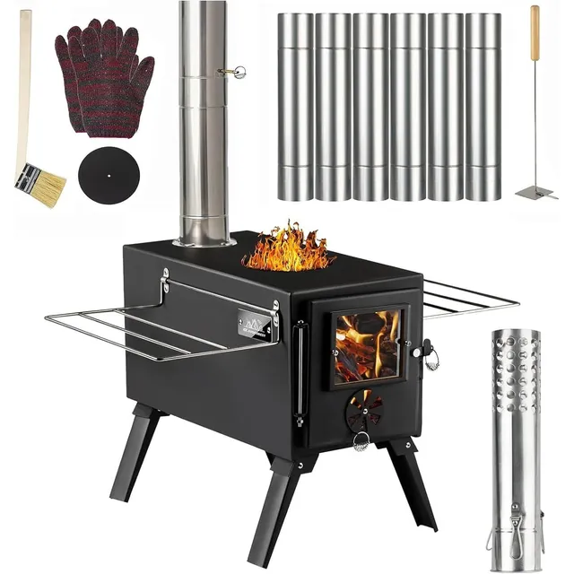 AVOFOREST Compact Tent Stove – Stove + 7 chimney sections