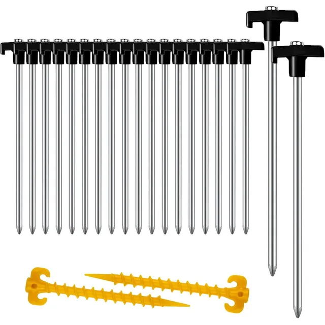 AVOFOREST Piquetas de acero con cabeza de plástico – Negro · 20 piezas · 18 cm