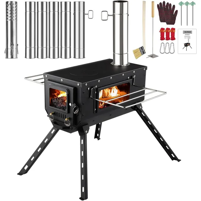 AVOFOREST Tall-Leg Tent Stove – Stove + 6 chimney sections