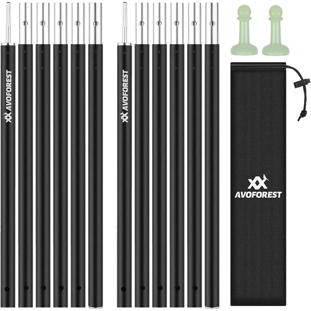 AVOFOREST Plug-Together Aluminium Poles – Black · 2 poles