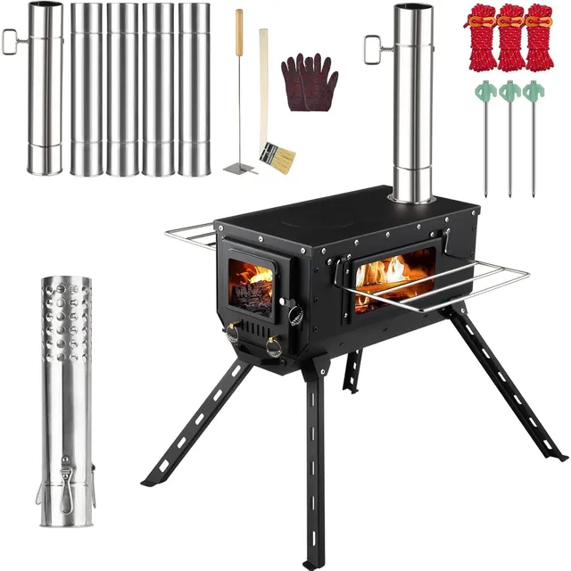 AVOFOREST Tall-Leg Tent Stove – Stove + 6 chimney sections