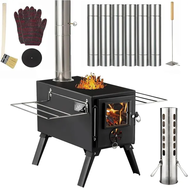 AVOFOREST Folding Tent Stove – Stove + 7 chimney sections