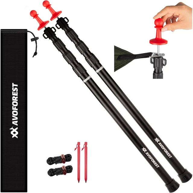 AVOFOREST Mástiles telescópicos 81–235 cm de rosca – Negro · 2 mástiles